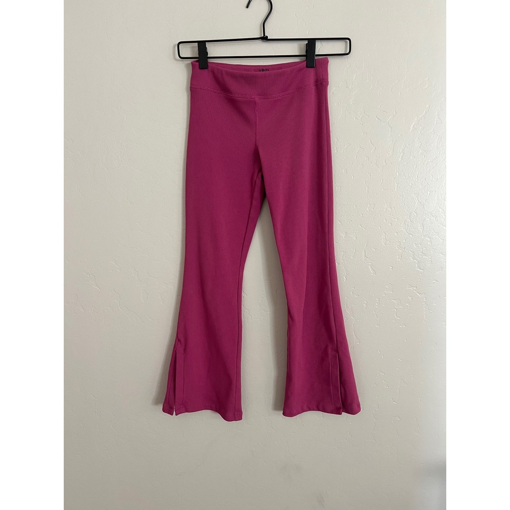Abercrombie Kids YPB Ribbed Flare Leggings Magenta Pink Side Slit‎ Pants 9/10